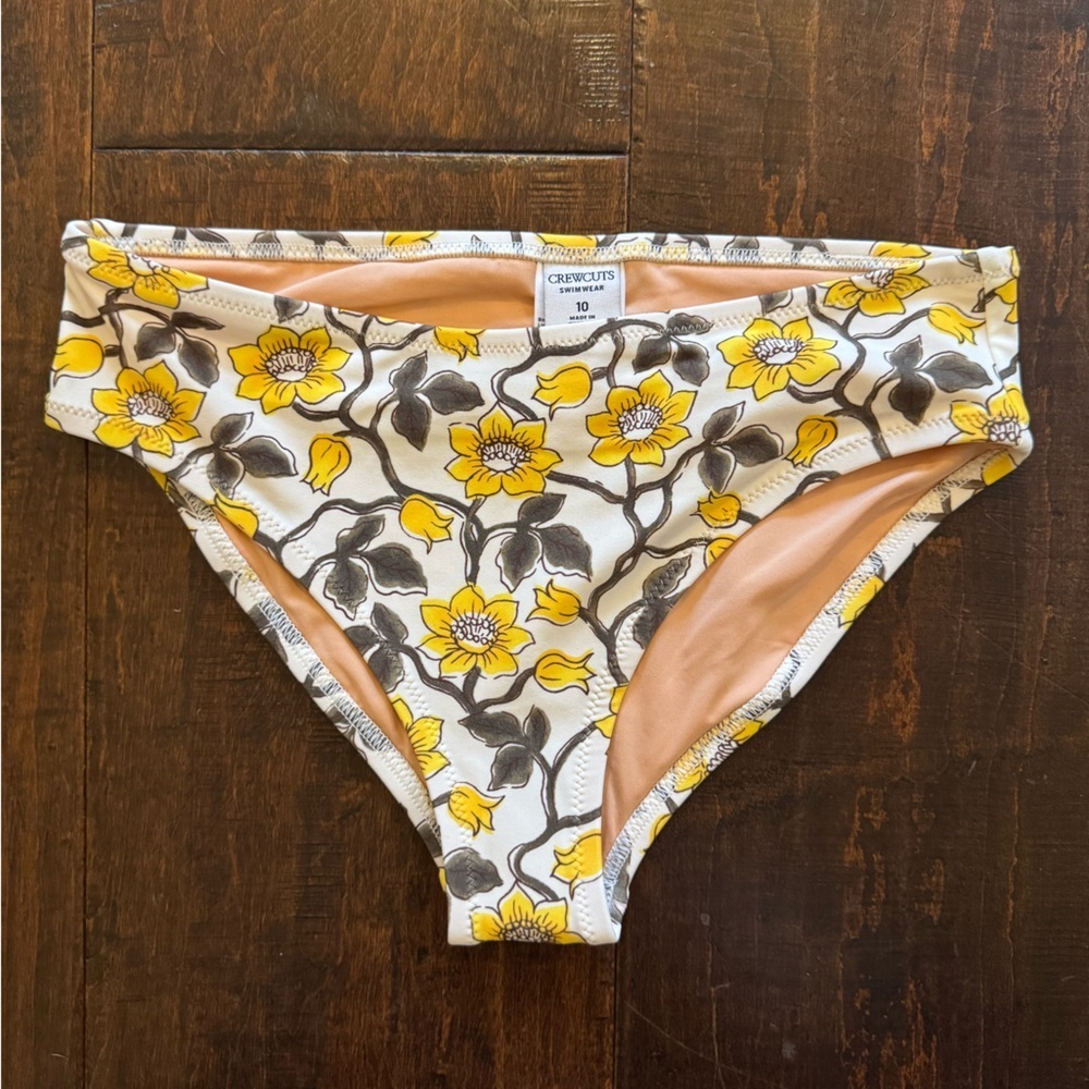 NWOT Crewcuts Rickrack Swimsuit Floral Bottoms Girls Size 10
